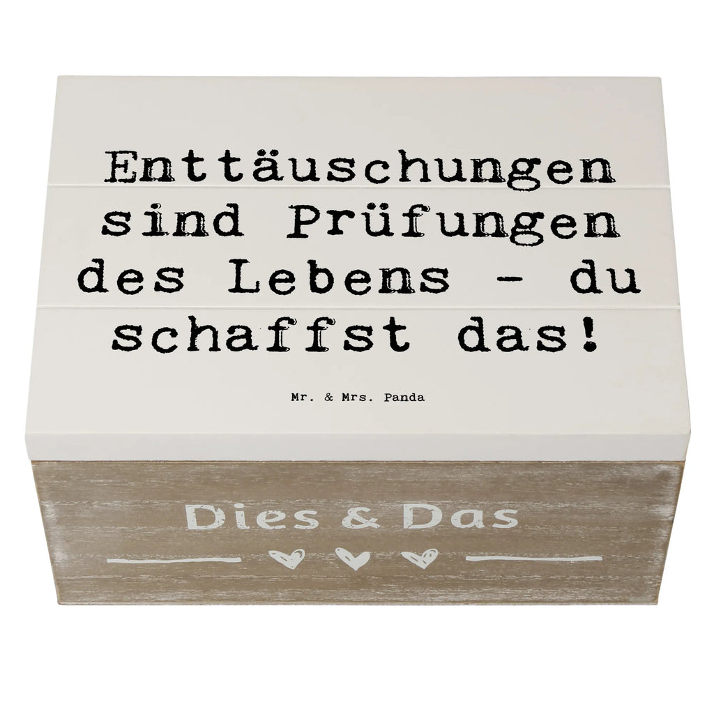 Wooden chest Saying Enttäuschungen sind Prüfungen des Lebens - du schaffst das! Schatzkiste, Geschenkdose, Dekokiste, Aufbewahrungsbox, Schatulle, Erinnerungsbox, Geschenkbox, Holzkiste, Truhe, Kiste, XXL, Erinnerungskiste