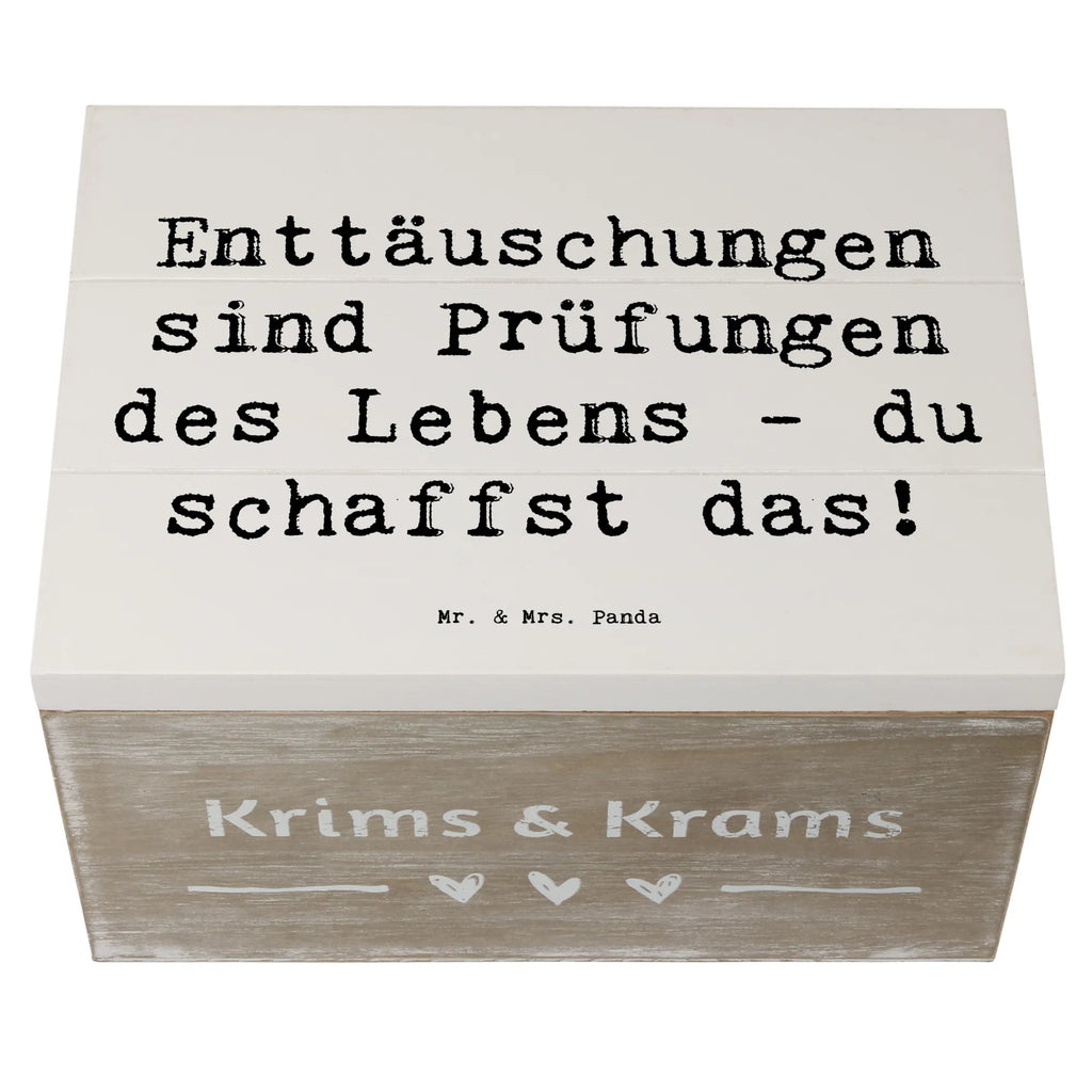 Wooden chest Saying Enttäuschungen sind Prüfungen des Lebens - du schaffst das! Schatzkiste, Geschenkdose, Dekokiste, Aufbewahrungsbox, Schatulle, Erinnerungsbox, Geschenkbox, Holzkiste, Truhe, Kiste, XXL, Erinnerungskiste