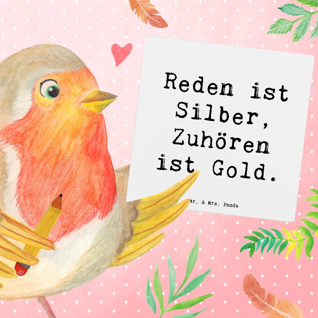 Deluxe Card Saying Reden ist Silber, Zuhören ist Gold. Karte, Grußkarte, Klappkarte, Geburtstagskarte, Einladungskarte, Hochzeitskarte, Hochwertige Grußkarte, Glückwunschkarte, Hochwertige Klappkarte