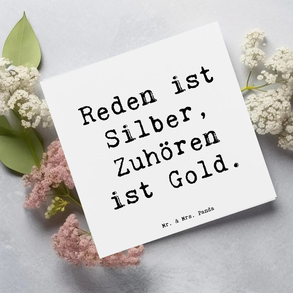 Deluxe Card Saying Reden ist Silber, Zuhören ist Gold. Karte, Grußkarte, Klappkarte, Geburtstagskarte, Einladungskarte, Hochzeitskarte, Hochwertige Grußkarte, Glückwunschkarte, Hochwertige Klappkarte
