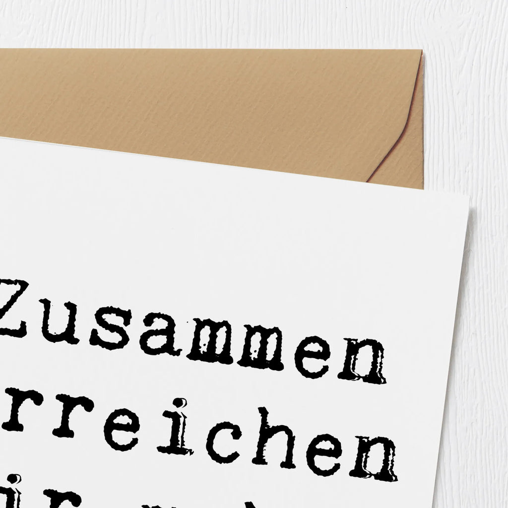 Deluxe Karte Spruch Im Team zusammenarbeiten Glückwunschkarte, Karte, Hochwertige Klappkarte, Klappkarte, Einladungskarte, Geburtstagskarte, Hochzeitskarte, Grußkarte, Hochwertige Grußkarte, sprüche, zitate, spruch kollektion, inspiration, motivation, lebensweisheiten, geschenkideen, wanddeko, wohnaccessoires, sprüche sammlung, schöne sprüche, glück, liebe, freude, lächeln, alltag verschönern, nachhaltige geschenke, dekoration, kreativ, einzigartig, shopify, mr and mrs panda