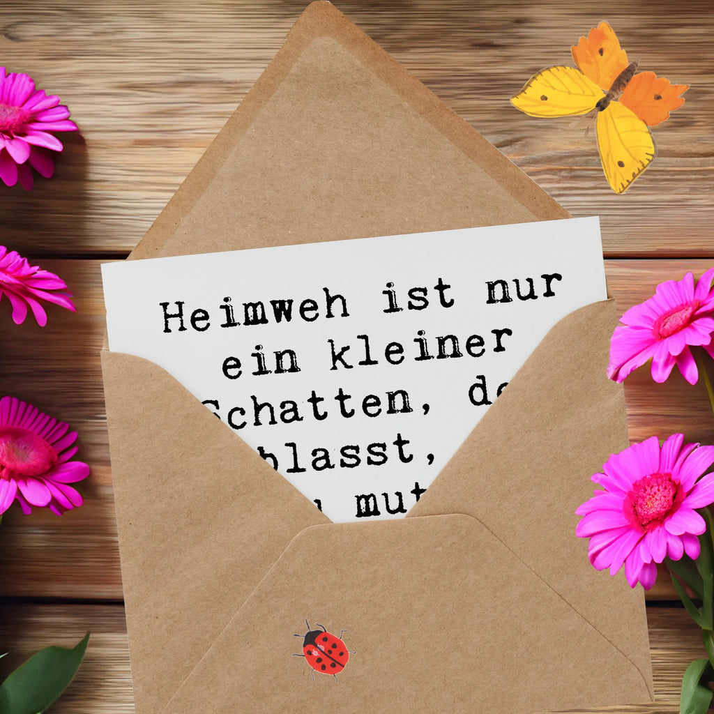 Deluxe Card Saying Heimweh ist nur ein kleiner Schatten, der verblasst, wenn du mutig vorangehst und neue Abenteuer erlebst! Hochzeitskarte, Hochwertige Grußkarte, Grußkarte, Geburtstagskarte, Karte, Klappkarte, Einladungskarte, Glückwunschkarte, Hochwertige Klappkarte
