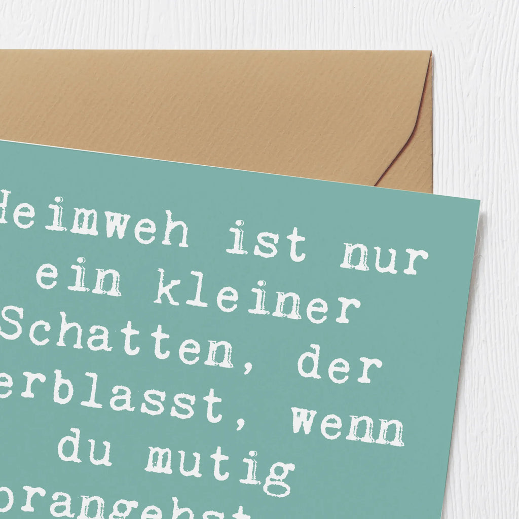 Deluxe Card Saying Heimweh ist nur ein kleiner Schatten, der verblasst, wenn du mutig vorangehst und neue Abenteuer erlebst! Hochzeitskarte, Hochwertige Grußkarte, Grußkarte, Geburtstagskarte, Karte, Klappkarte, Einladungskarte, Glückwunschkarte, Hochwertige Klappkarte