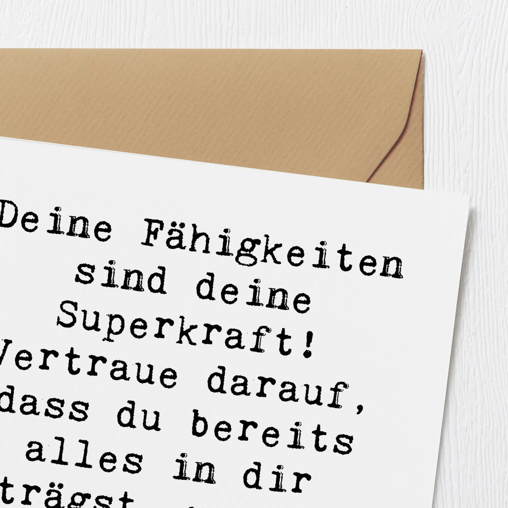 Deluxe Card Saying Deine Fähigkeiten sind deine Superkraft! Vertraue darauf, dass du bereits alles in dir trägst, um die Aufgaben des Lebens zu meistern! Geburtstagskarte, Grußkarte, Karte, Klappkarte, Einladungskarte, Hochwertige Klappkarte, Hochwertige Grußkarte, Glückwunschkarte, Hochzeitskarte