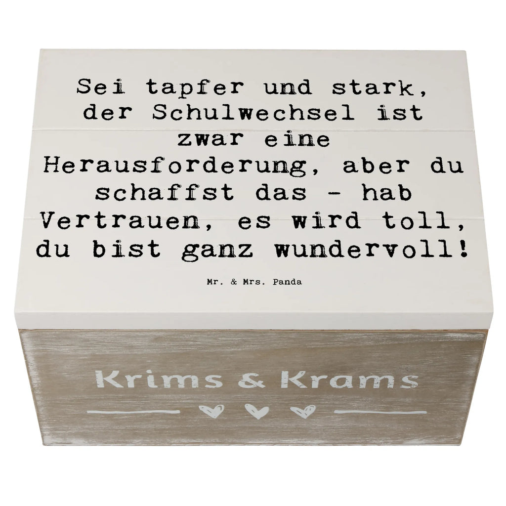 Wooden chest Saying Sei tapfer und stark, der Schulwechsel ist zwar eine Herausforderung, aber du schaffst das - hab Vertrauen, es wird toll, du bist ganz wundervoll! Schatulle, Geschenkbox, Erinnerungsbox, XXL, Kiste, Erinnerungskiste, Truhe, Schatzkiste, Geschenkdose, Aufbewahrungsbox, Holzkiste, Dekokiste