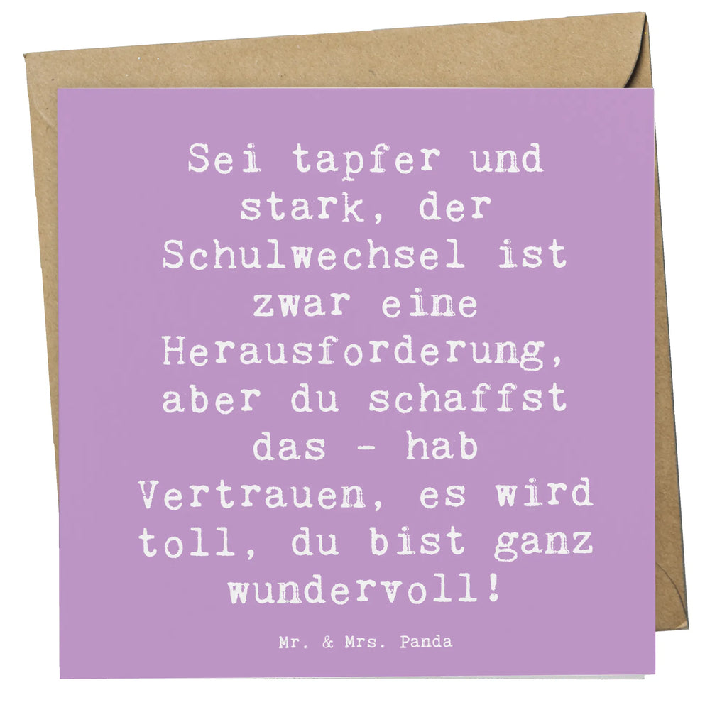 Deluxe Card Saying Sei tapfer und stark, der Schulwechsel ist zwar eine Herausforderung, aber du schaffst das - hab Vertrauen, es wird toll, du bist ganz wundervoll! Hochwertige Grußkarte, Karte, Hochwertige Klappkarte, Einladungskarte, Hochzeitskarte, Klappkarte, Glückwunschkarte, Grußkarte, Geburtstagskarte, sprüche, zitate, spruch kollektion, inspiration, motivation, lebensweisheiten, geschenkideen, wanddeko, wohnaccessoires, sprüche sammlung, schöne sprüche, glück, liebe, freude, lächeln, alltag verschönern, nachhaltige geschenke, dekoration, kreativ, einzigartig, shopify, mr and mrs panda