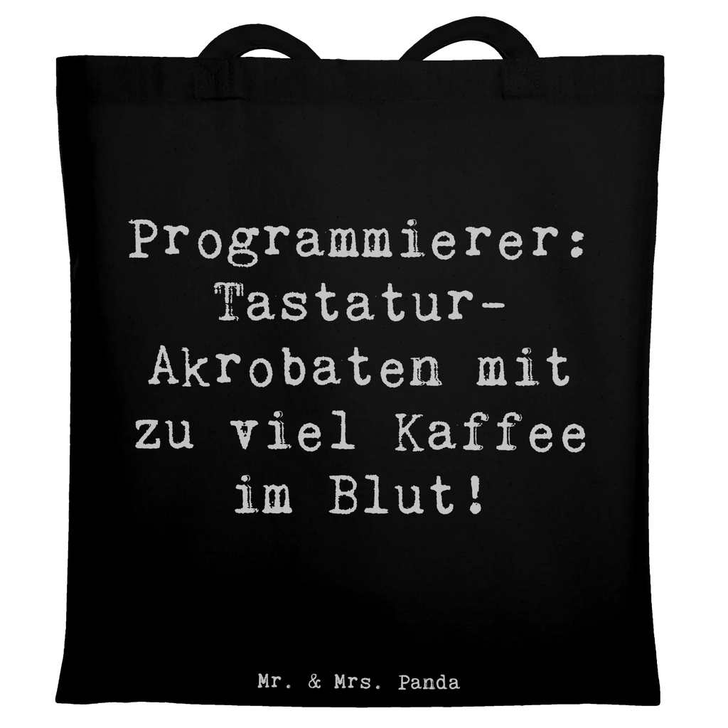 Tote bag Saying Programmierer: Tastatur-Akrobaten mit zu viel Kaffee im Blut! Beuteltasche, Beutel, Einkaufstasche, Jutebeutel, Stoffbeutel, Tasche, Shopper, Umhängetasche, Strandtasche, Schultertasche, Stofftasche, Tragetasche, Badetasche, Jutetasche, Einkaufstüte, Laptoptasche, Beruf, Ausbildung, Jubiläum, Abschied, Rente, Kollege, Kollegin, Geschenk, Schenken, Arbeitskollege, Mitarbeiter, Firma, Danke, Dankeschön
