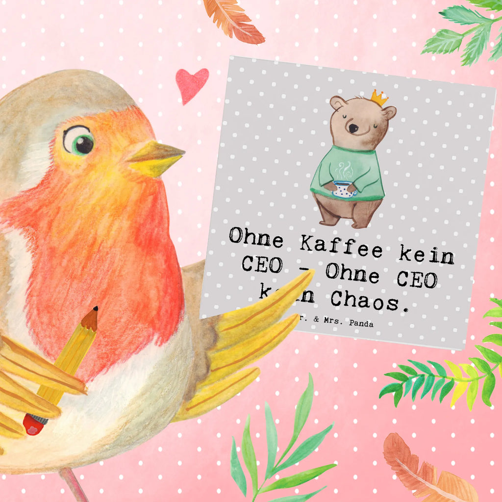 Deluxe Card Ohne Kaffee kein CEO - Ohne CEO kein Chaos. Hochwertige Grußkarte, Klappkarte, Geburtstagskarte, Glückwunschkarte, Einladungskarte, Karte, Grußkarte, Hochwertige Klappkarte, Hochzeitskarte, Beruf, Ausbildung, Jubiläum, Abschied, Rente, Kollege, Kollegin, Geschenk, Schenken, Arbeitskollege, Mitarbeiter, Firma, Danke, Dankeschön