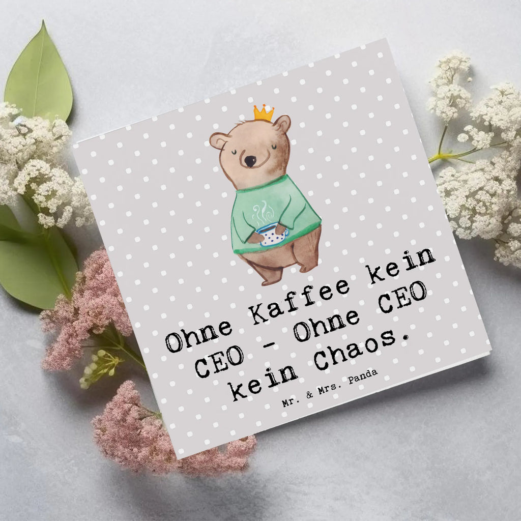 Deluxe Card Ohne Kaffee kein CEO - Ohne CEO kein Chaos. Hochwertige Grußkarte, Klappkarte, Geburtstagskarte, Glückwunschkarte, Einladungskarte, Karte, Grußkarte, Hochwertige Klappkarte, Hochzeitskarte, Beruf, Ausbildung, Jubiläum, Abschied, Rente, Kollege, Kollegin, Geschenk, Schenken, Arbeitskollege, Mitarbeiter, Firma, Danke, Dankeschön