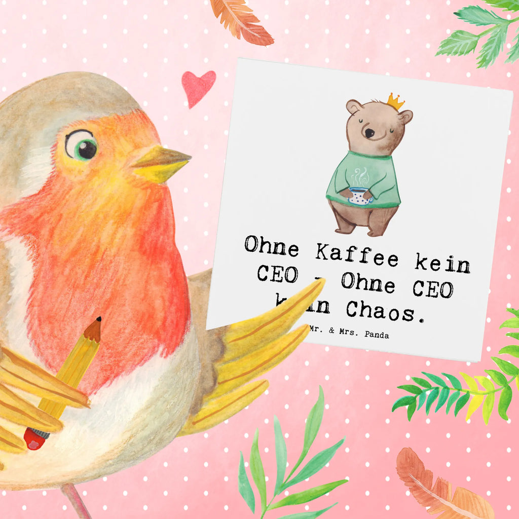 Deluxe Card Ohne Kaffee kein CEO - Ohne CEO kein Chaos. Hochwertige Grußkarte, Klappkarte, Geburtstagskarte, Glückwunschkarte, Einladungskarte, Karte, Grußkarte, Hochwertige Klappkarte, Hochzeitskarte, Beruf, Ausbildung, Jubiläum, Abschied, Rente, Kollege, Kollegin, Geschenk, Schenken, Arbeitskollege, Mitarbeiter, Firma, Danke, Dankeschön