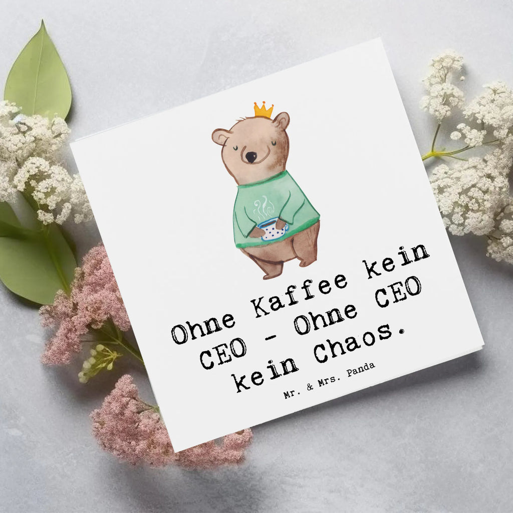 Deluxe Card Ohne Kaffee kein CEO - Ohne CEO kein Chaos. Hochwertige Grußkarte, Klappkarte, Geburtstagskarte, Glückwunschkarte, Einladungskarte, Karte, Grußkarte, Hochwertige Klappkarte, Hochzeitskarte, Beruf, Ausbildung, Jubiläum, Abschied, Rente, Kollege, Kollegin, Geschenk, Schenken, Arbeitskollege, Mitarbeiter, Firma, Danke, Dankeschön