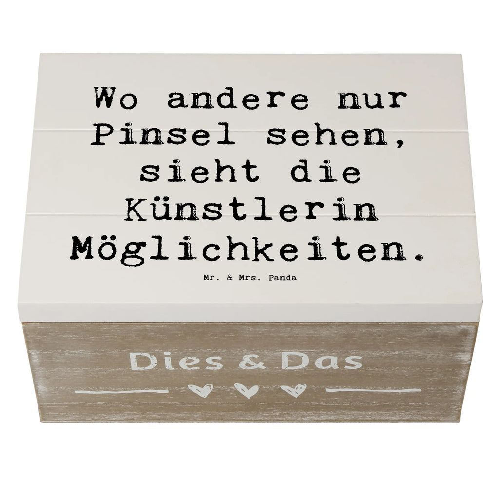 Wooden chest Saying Wo andere nur Pinsel sehen, sieht die Künstlerin Möglichkeiten. Schatzkiste, Truhe, Schatulle, Aufbewahrungsbox, XXL, Kiste, Dekokiste, Holzkiste, Geschenkdose, Geschenkbox, Erinnerungskiste, Erinnerungsbox, Beruf, Ausbildung, Jubiläum, Abschied, Rente, Kollege, Kollegin, Geschenk, Schenken, Arbeitskollege, Mitarbeiter, Firma, Danke, Dankeschön
