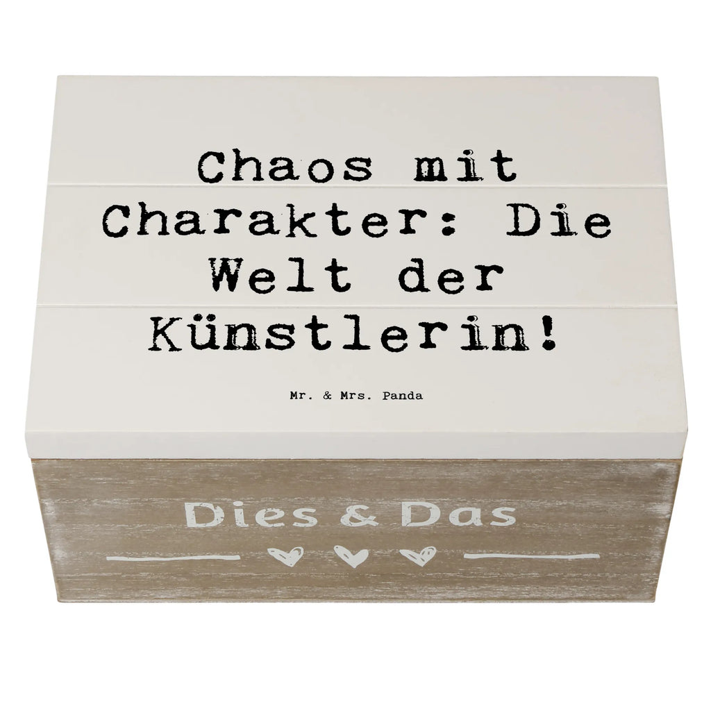 Wooden chest Saying Chaos mit Charakter: Die Welt der Künstlerin! Holzkiste, Schatulle, Geschenkdose, Aufbewahrungsbox, Geschenkbox, Erinnerungsbox, Erinnerungskiste, Truhe, Schatzkiste, Dekokiste, XXL, Kiste, Beruf, Ausbildung, Jubiläum, Abschied, Rente, Kollege, Kollegin, Geschenk, Schenken, Arbeitskollege, Mitarbeiter, Firma, Danke, Dankeschön