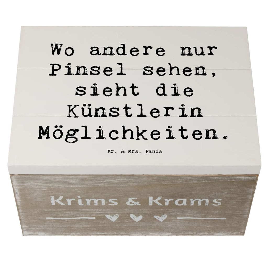 Wooden chest Saying Wo andere nur Pinsel sehen, sieht die Künstlerin Möglichkeiten. Schatzkiste, Truhe, Schatulle, Aufbewahrungsbox, XXL, Kiste, Dekokiste, Holzkiste, Geschenkdose, Geschenkbox, Erinnerungskiste, Erinnerungsbox, Beruf, Ausbildung, Jubiläum, Abschied, Rente, Kollege, Kollegin, Geschenk, Schenken, Arbeitskollege, Mitarbeiter, Firma, Danke, Dankeschön