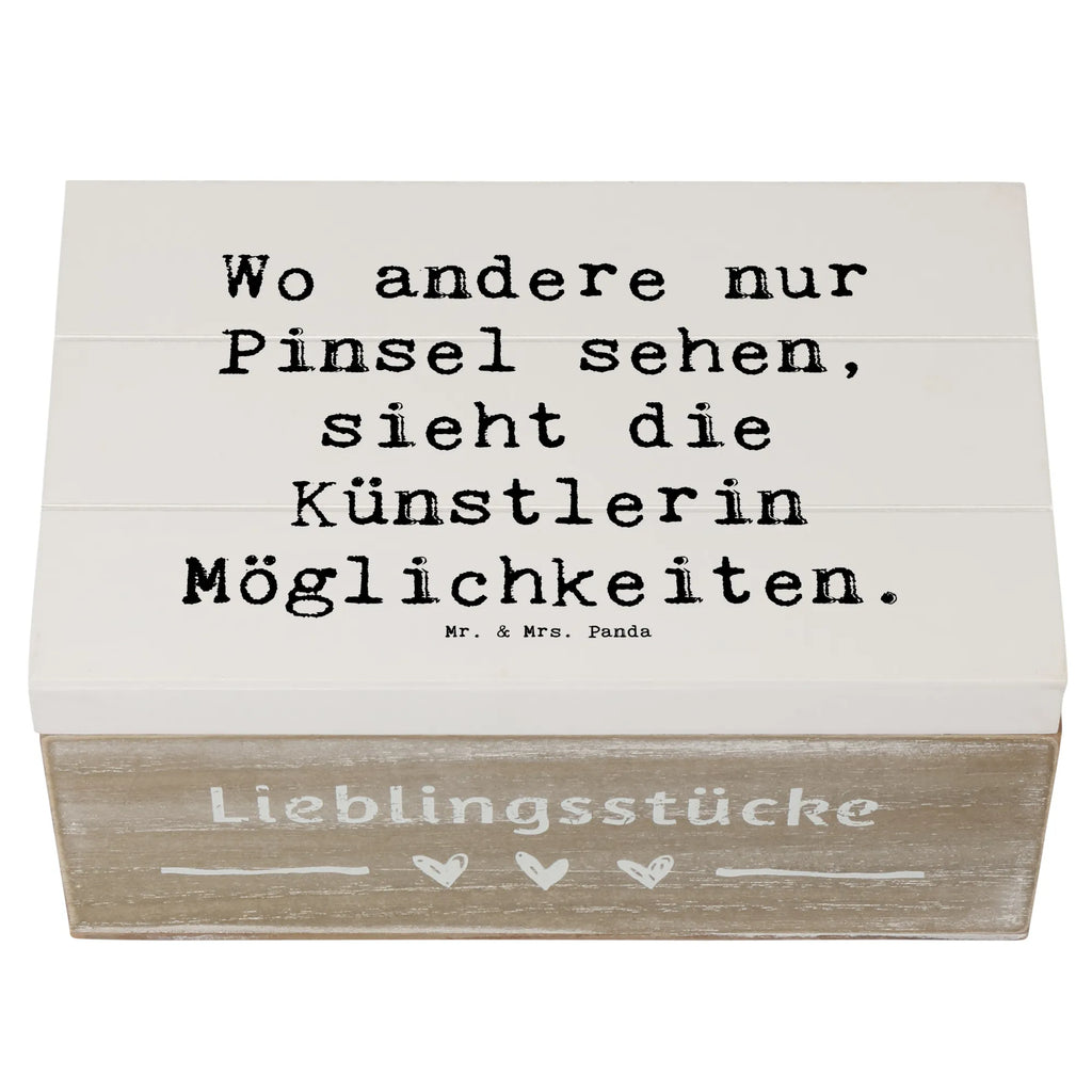 Wooden chest Saying Wo andere nur Pinsel sehen, sieht die Künstlerin Möglichkeiten. Schatzkiste, Truhe, Schatulle, Aufbewahrungsbox, XXL, Kiste, Dekokiste, Holzkiste, Geschenkdose, Geschenkbox, Erinnerungskiste, Erinnerungsbox, Beruf, Ausbildung, Jubiläum, Abschied, Rente, Kollege, Kollegin, Geschenk, Schenken, Arbeitskollege, Mitarbeiter, Firma, Danke, Dankeschön