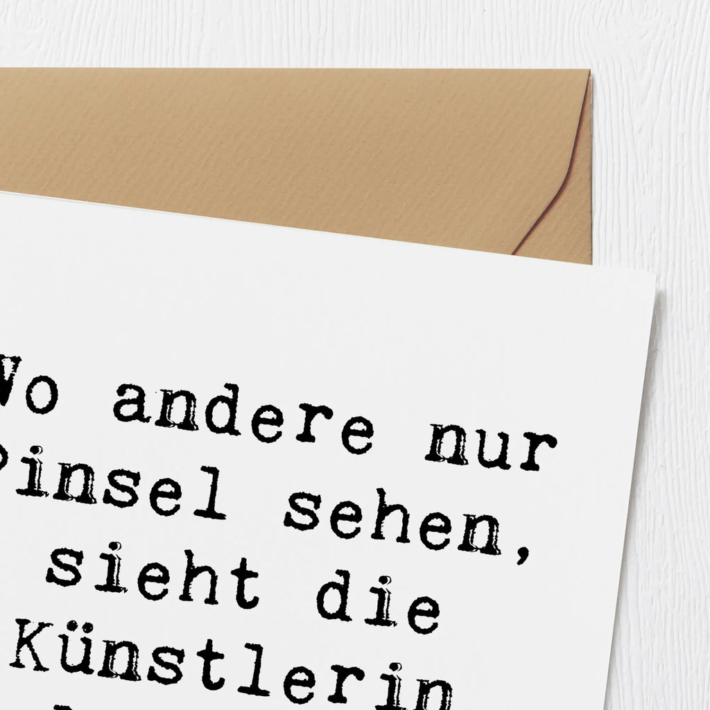 Deluxe Card Saying Wo andere nur Pinsel sehen, sieht die Künstlerin Möglichkeiten. Einladungskarte, Klappkarte, Hochwertige Grußkarte, Hochzeitskarte, Geburtstagskarte, Grußkarte, Glückwunschkarte, Hochwertige Klappkarte, Karte, Beruf, Ausbildung, Jubiläum, Abschied, Rente, Kollege, Kollegin, Geschenk, Schenken, Arbeitskollege, Mitarbeiter, Firma, Danke, Dankeschön