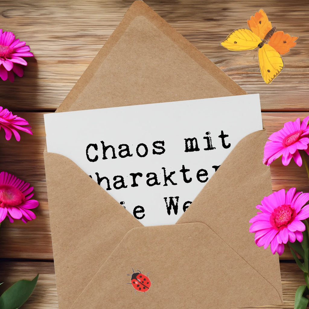 Deluxe Card Saying Chaos mit Charakter: Die Welt der Künstlerin! Karte, Geburtstagskarte, Hochzeitskarte, Glückwunschkarte, Klappkarte, Hochwertige Klappkarte, Grußkarte, Hochwertige Grußkarte, Einladungskarte, Beruf, Ausbildung, Jubiläum, Abschied, Rente, Kollege, Kollegin, Geschenk, Schenken, Arbeitskollege, Mitarbeiter, Firma, Danke, Dankeschön