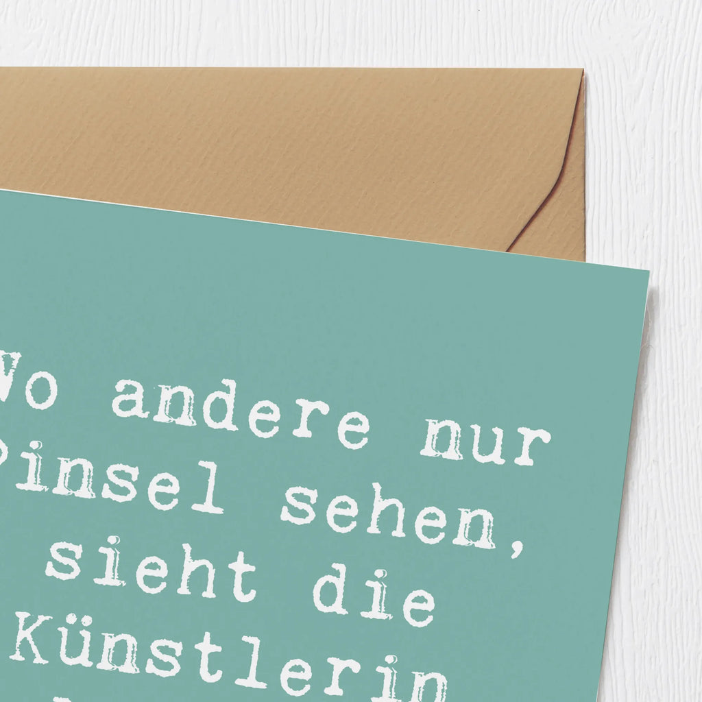 Deluxe Card Saying Wo andere nur Pinsel sehen, sieht die Künstlerin Möglichkeiten. Einladungskarte, Klappkarte, Hochwertige Grußkarte, Hochzeitskarte, Geburtstagskarte, Grußkarte, Glückwunschkarte, Hochwertige Klappkarte, Karte, Beruf, Ausbildung, Jubiläum, Abschied, Rente, Kollege, Kollegin, Geschenk, Schenken, Arbeitskollege, Mitarbeiter, Firma, Danke, Dankeschön