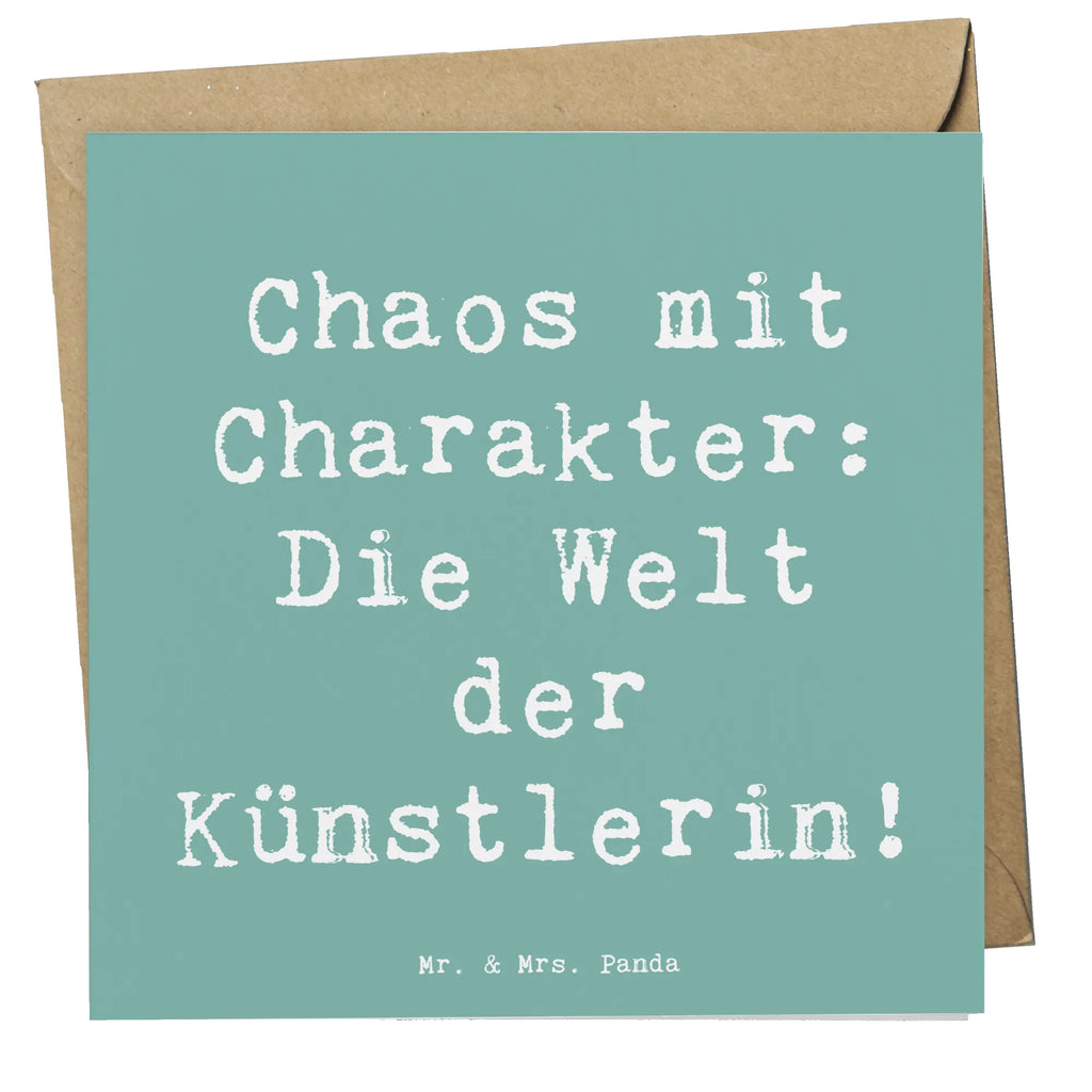 Deluxe Card Saying Chaos mit Charakter: Die Welt der Künstlerin! Karte, Geburtstagskarte, Hochzeitskarte, Glückwunschkarte, Klappkarte, Hochwertige Klappkarte, Grußkarte, Hochwertige Grußkarte, Einladungskarte, Beruf, Ausbildung, Jubiläum, Abschied, Rente, Kollege, Kollegin, Geschenk, Schenken, Arbeitskollege, Mitarbeiter, Firma, Danke, Dankeschön
