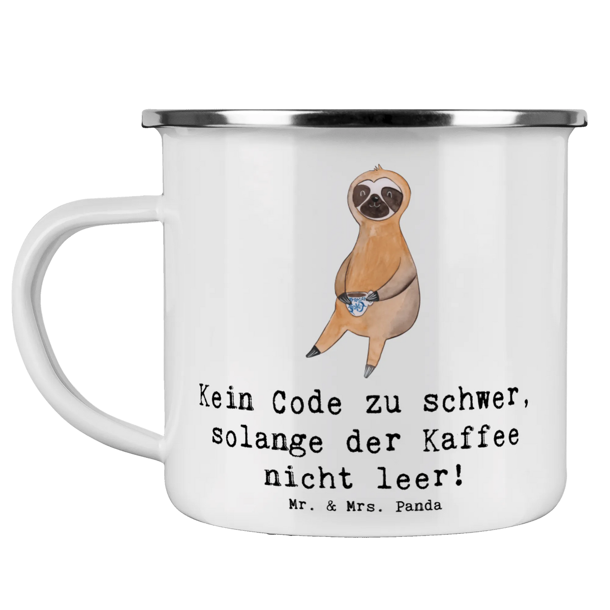Enamel camping mug Kein Code zu schwer, solange der Kaffee nicht leer! gift, sayings, gift idea, best, farewell gift, passing exam, anniversary, retirement, promotion, job start, profession