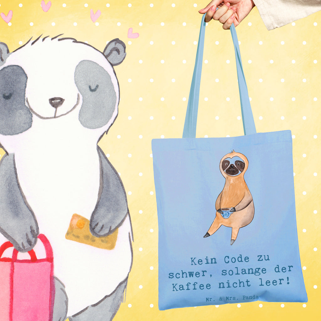 Tote bag Kein Code zu schwer, solange der Kaffee nicht leer! Einkaufstüte, Schultertasche, Tasche, Umhängetasche, Stoffbeutel, Beutel, Badetasche, Laptoptasche, Jutetasche, Beuteltasche, Shopper, Stofftasche, Jutebeutel, Tragetasche, Einkaufstasche, Strandtasche, Beruf, Ausbildung, Jubiläum, Abschied, Rente, Kollege, Kollegin, Geschenk, Schenken, Arbeitskollege, Mitarbeiter, Firma, Danke, Dankeschön