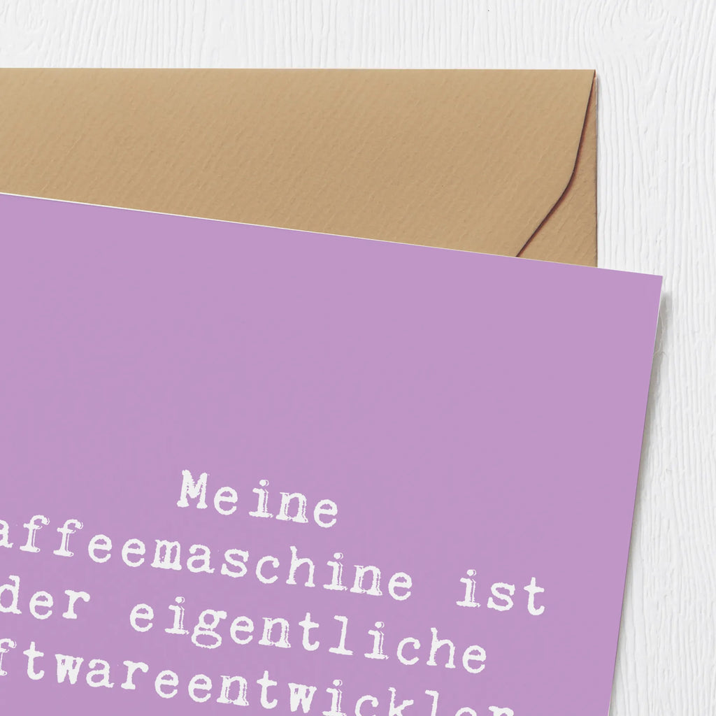 Deluxe Card Saying Meine Kaffeemaschine ist der eigentliche Softwareentwickler. Glückwunschkarte, Karte, Hochzeitskarte, Klappkarte, Hochwertige Grußkarte, Geburtstagskarte, Hochwertige Klappkarte, Einladungskarte, Grußkarte, Beruf, Ausbildung, Jubiläum, Abschied, Rente, Kollege, Kollegin, Geschenk, Schenken, Arbeitskollege, Mitarbeiter, Firma, Danke, Dankeschön