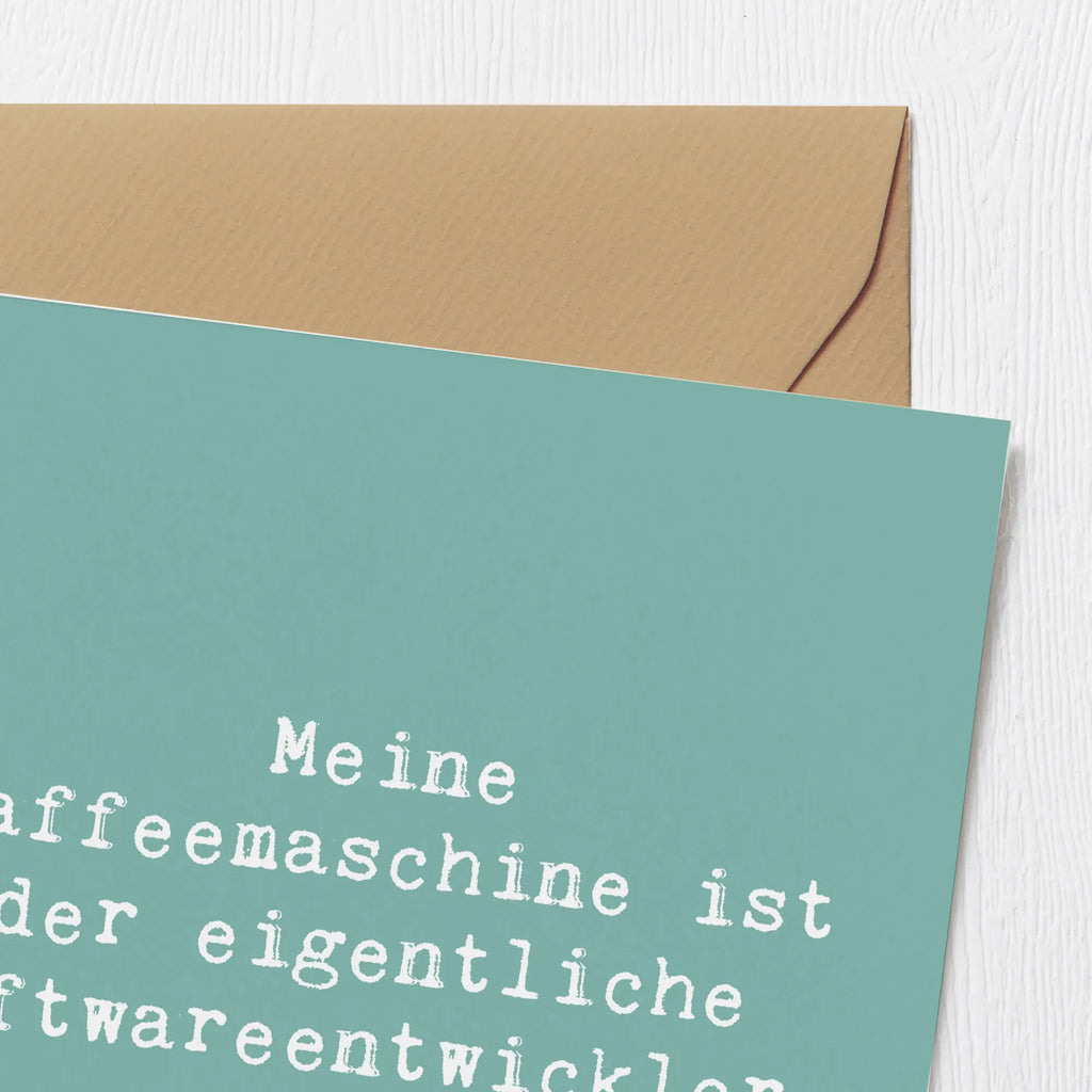 Deluxe Card Saying Meine Kaffeemaschine ist der eigentliche Softwareentwickler. Glückwunschkarte, Karte, Hochzeitskarte, Klappkarte, Hochwertige Grußkarte, Geburtstagskarte, Hochwertige Klappkarte, Einladungskarte, Grußkarte, Beruf, Ausbildung, Jubiläum, Abschied, Rente, Kollege, Kollegin, Geschenk, Schenken, Arbeitskollege, Mitarbeiter, Firma, Danke, Dankeschön