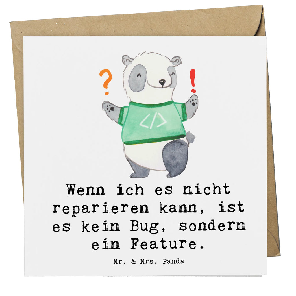 Deluxe Card Wenn ich es nicht reparieren kann, ist es kein Bug, sondern ein Feature. Grußkarte, Glückwunschkarte, Karte, Hochzeitskarte, Hochwertige Klappkarte, Hochwertige Grußkarte, Einladungskarte, Geburtstagskarte, Klappkarte, Beruf, Ausbildung, Jubiläum, Abschied, Rente, Kollege, Kollegin, Geschenk, Schenken, Arbeitskollege, Mitarbeiter, Firma, Danke, Dankeschön