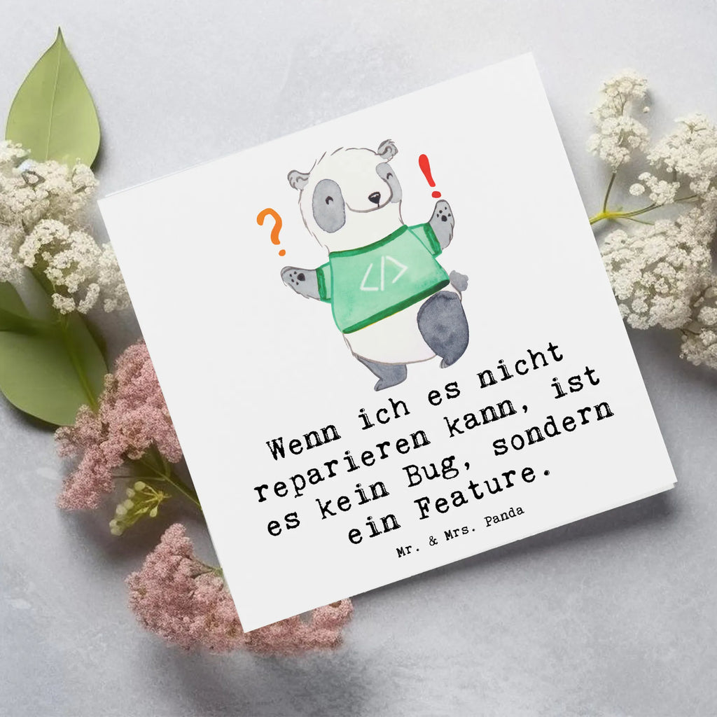 Deluxe Card Wenn ich es nicht reparieren kann, ist es kein Bug, sondern ein Feature. Grußkarte, Glückwunschkarte, Karte, Hochzeitskarte, Hochwertige Klappkarte, Hochwertige Grußkarte, Einladungskarte, Geburtstagskarte, Klappkarte, Beruf, Ausbildung, Jubiläum, Abschied, Rente, Kollege, Kollegin, Geschenk, Schenken, Arbeitskollege, Mitarbeiter, Firma, Danke, Dankeschön