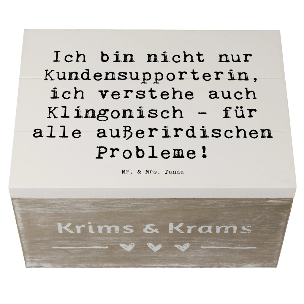 Wooden chest Saying Ich bin nicht nur Kundensupporterin, ich verstehe auch Klingonisch - für alle außerirdischen Probleme! Holzkiste, Kiste, Schatzkiste, Truhe, Schatulle, XXL, Erinnerungsbox, Erinnerungskiste, Dekokiste, Aufbewahrungsbox, Geschenkbox, Geschenkdose, Beruf, Ausbildung, Jubiläum, Abschied, Rente, Kollege, Kollegin, Geschenk, Schenken, Arbeitskollege, Mitarbeiter, Firma, Danke, Dankeschön