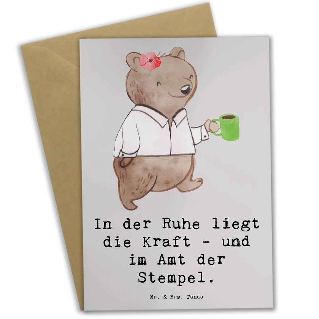 Greetings card In der Ruhe liegt die Kraft - und im Amt der Stempel. Klappkarte, Einladungskarte, Karte, Grußkarte, Ansichtskarten, Glückwunschkarte, Geburtstagskarte, Hochzeitskarte, Beruf, Ausbildung, Jubiläum, Abschied, Rente, Kollege, Kollegin, Geschenk, Schenken, Arbeitskollege, Mitarbeiter, Firma, Danke, Dankeschön