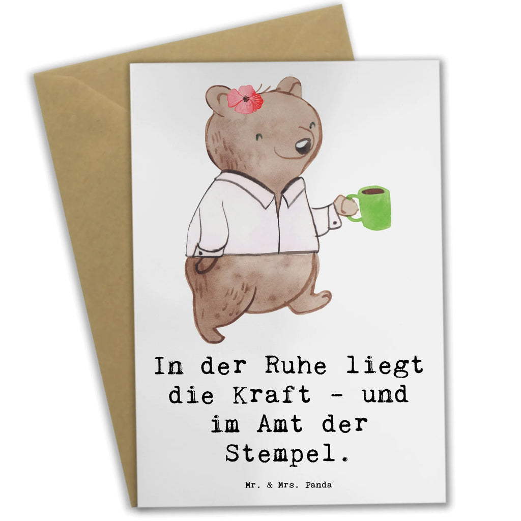 Greetings card In der Ruhe liegt die Kraft - und im Amt der Stempel. Klappkarte, Einladungskarte, Karte, Grußkarte, Ansichtskarten, Glückwunschkarte, Geburtstagskarte, Hochzeitskarte, Beruf, Ausbildung, Jubiläum, Abschied, Rente, Kollege, Kollegin, Geschenk, Schenken, Arbeitskollege, Mitarbeiter, Firma, Danke, Dankeschön