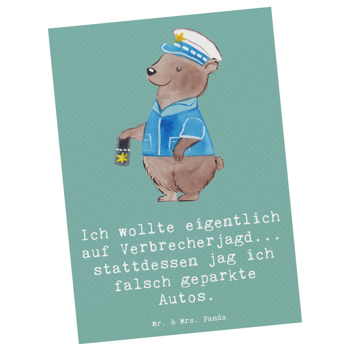 Postkarte Polizist im Alltag
