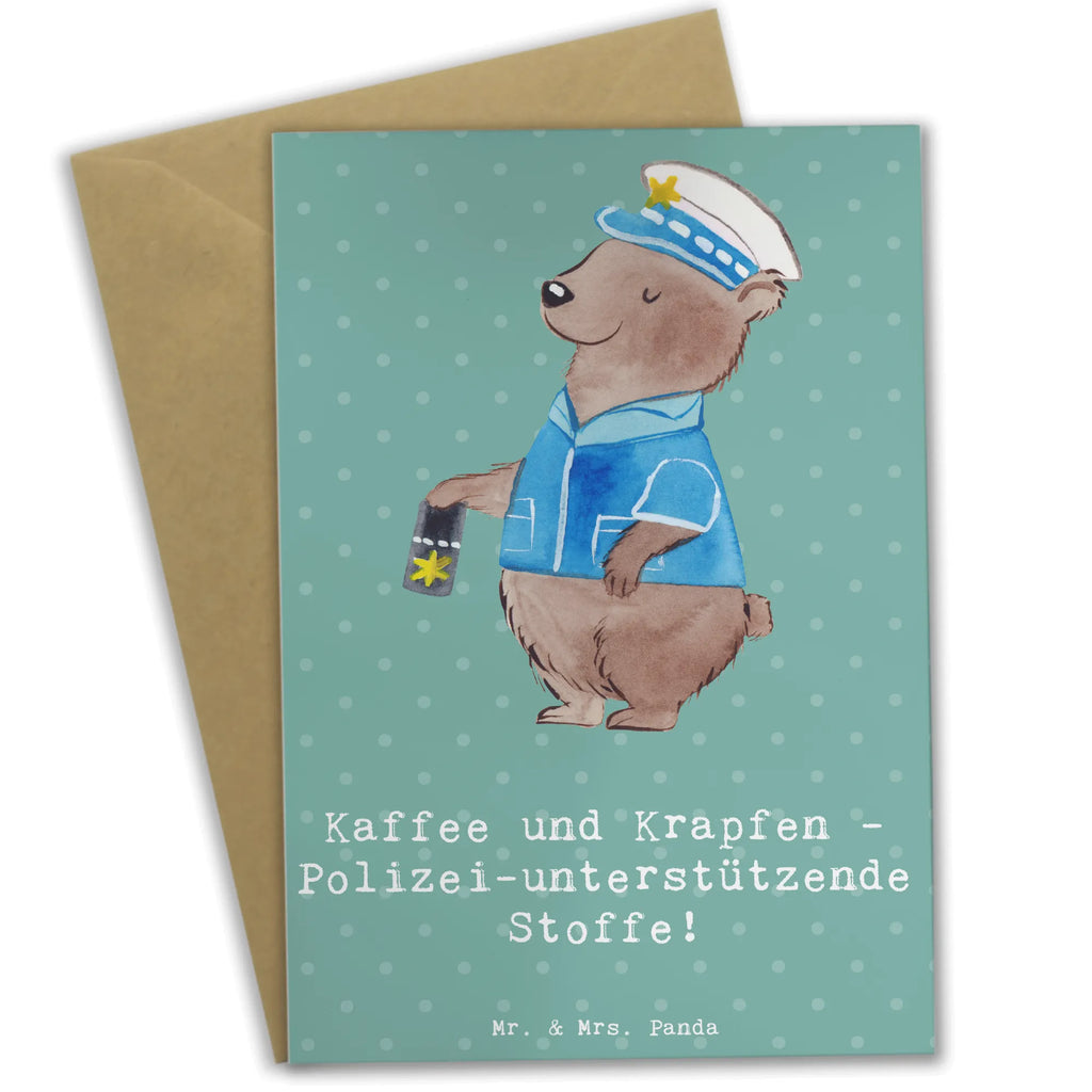 Greetings card Kaffee und Krapfen - Polizei-unterstützende Stoffe! Geburtstagskarte, Ansichtskarten, Grußkarte, Glückwunschkarte, Karte, Hochzeitskarte, Klappkarte, Einladungskarte, Beruf, Ausbildung, Jubiläum, Abschied, Rente, Kollege, Kollegin, Geschenk, Schenken, Arbeitskollege, Mitarbeiter, Firma, Danke, Dankeschön