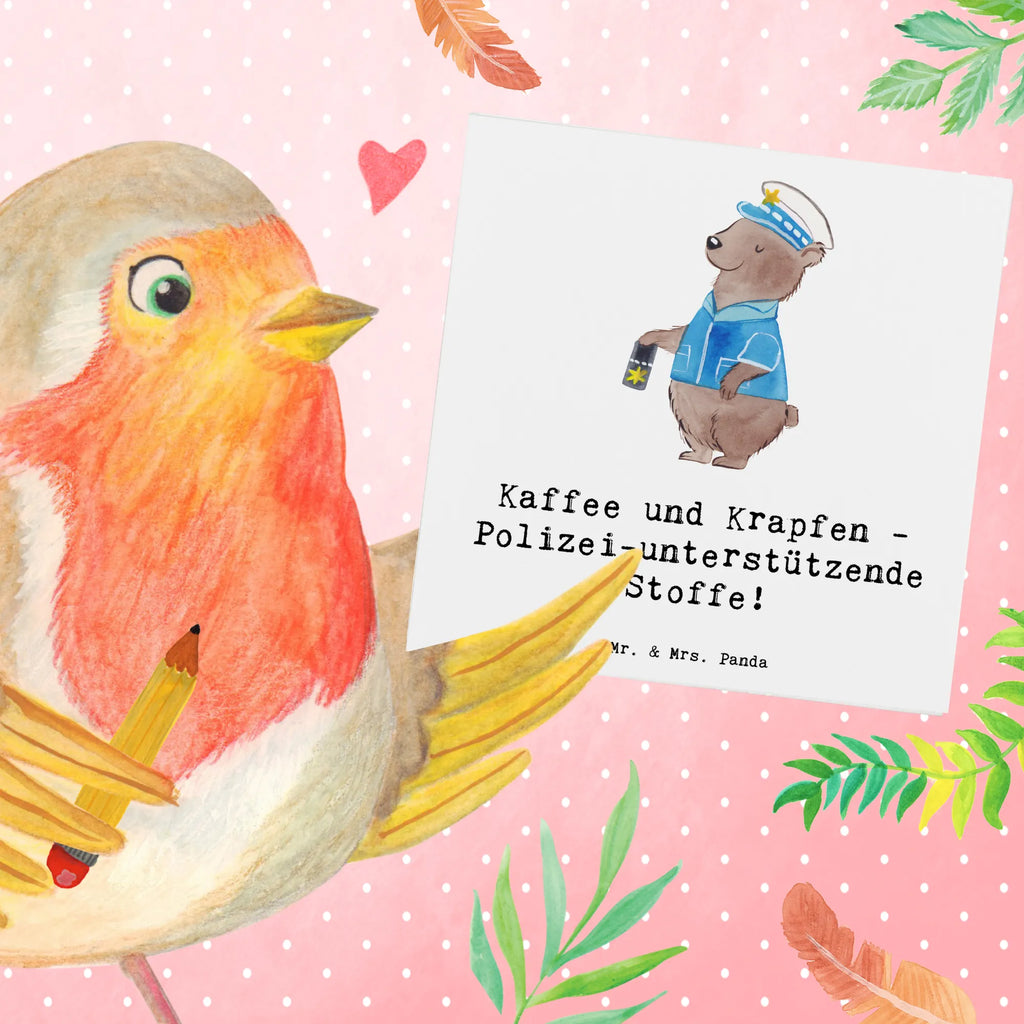 Deluxe Card Kaffee und Krapfen - Polizei-unterstützende Stoffe! Hochzeitskarte, Klappkarte, Geburtstagskarte, Hochwertige Klappkarte, Einladungskarte, Hochwertige Grußkarte, Grußkarte, Glückwunschkarte, Karte, Beruf, Ausbildung, Jubiläum, Abschied, Rente, Kollege, Kollegin, Geschenk, Schenken, Arbeitskollege, Mitarbeiter, Firma, Danke, Dankeschön
