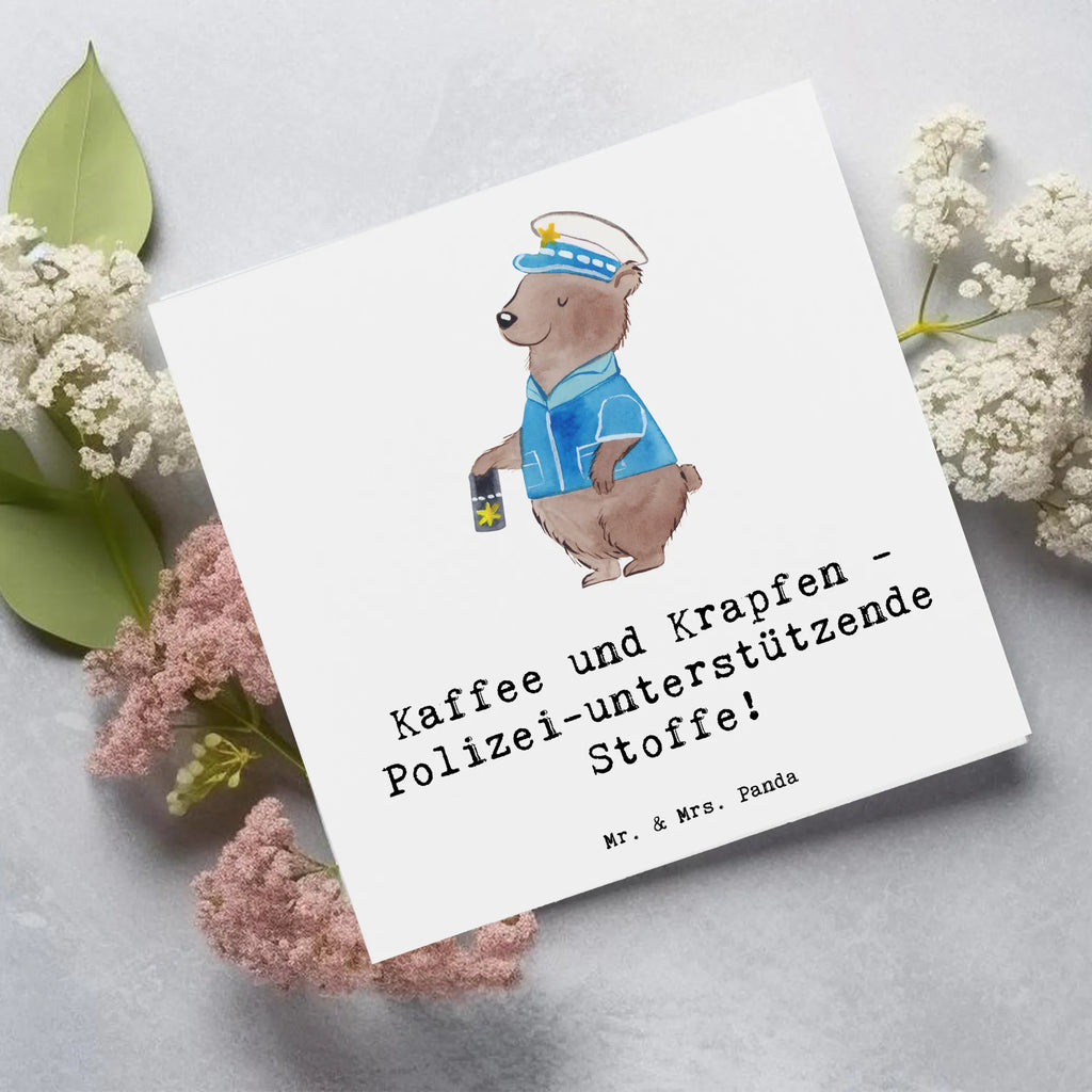 Deluxe Card Kaffee und Krapfen - Polizei-unterstützende Stoffe! Hochzeitskarte, Klappkarte, Geburtstagskarte, Hochwertige Klappkarte, Einladungskarte, Hochwertige Grußkarte, Grußkarte, Glückwunschkarte, Karte, Beruf, Ausbildung, Jubiläum, Abschied, Rente, Kollege, Kollegin, Geschenk, Schenken, Arbeitskollege, Mitarbeiter, Firma, Danke, Dankeschön