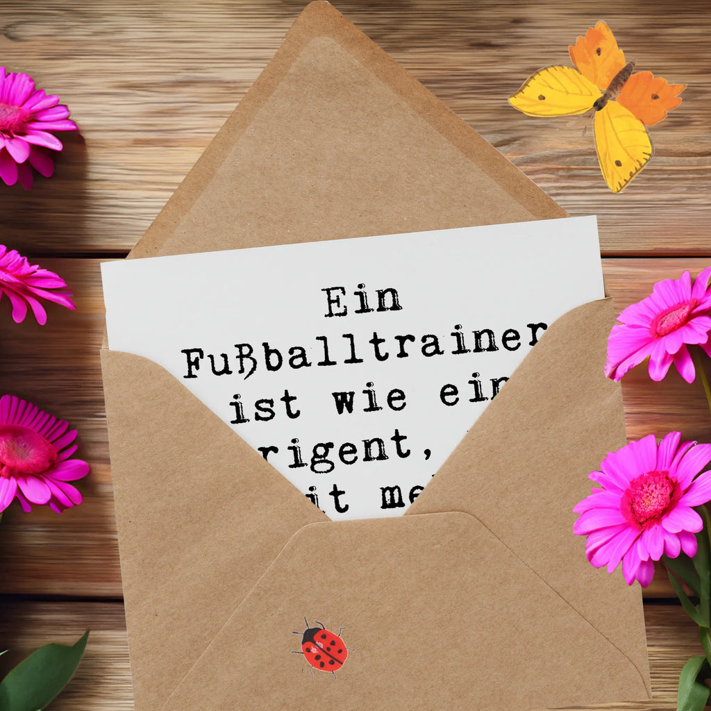Deluxe Card Saying Ein Fußballtrainer ist wie ein Dirigent, nur mit mehr Schweiß und weniger Taktgefühl. Hochwertige Klappkarte, Einladungskarte, Hochzeitskarte, Geburtstagskarte, Karte, Grußkarte, Klappkarte, Hochwertige Grußkarte, Glückwunschkarte, Beruf, Ausbildung, Jubiläum, Abschied, Rente, Kollege, Kollegin, Geschenk, Schenken, Arbeitskollege, Mitarbeiter, Firma, Danke, Dankeschön