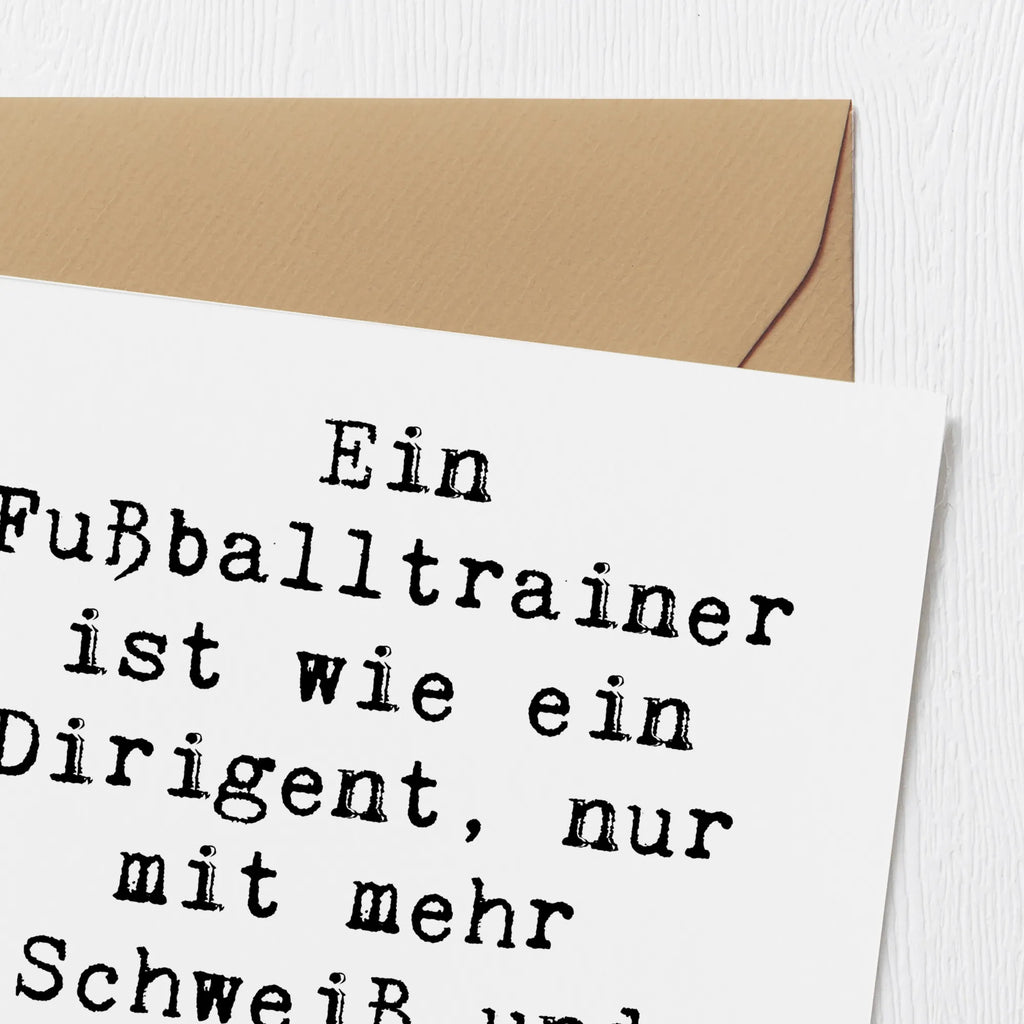 Deluxe Card Saying Ein Fußballtrainer ist wie ein Dirigent, nur mit mehr Schweiß und weniger Taktgefühl. Hochwertige Klappkarte, Einladungskarte, Hochzeitskarte, Geburtstagskarte, Karte, Grußkarte, Klappkarte, Hochwertige Grußkarte, Glückwunschkarte, Beruf, Ausbildung, Jubiläum, Abschied, Rente, Kollege, Kollegin, Geschenk, Schenken, Arbeitskollege, Mitarbeiter, Firma, Danke, Dankeschön