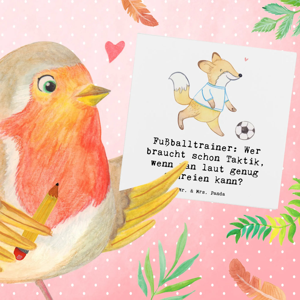 Deluxe Card Fußballtrainer: Wer braucht schon Taktik, wenn man laut genug schreien kann? Klappkarte, Einladungskarte, Hochwertige Grußkarte, Geburtstagskarte, Grußkarte, Hochwertige Klappkarte, Glückwunschkarte, Karte, Hochzeitskarte, Beruf, Ausbildung, Jubiläum, Abschied, Rente, Kollege, Kollegin, Geschenk, Schenken, Arbeitskollege, Mitarbeiter, Firma, Danke, Dankeschön