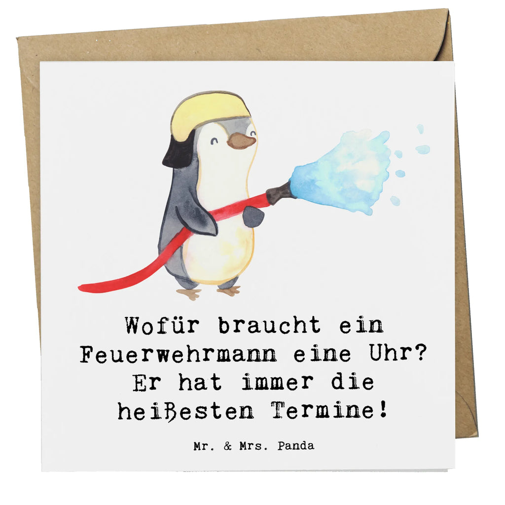 Deluxe Card Wofür braucht ein Feuerwehrmann eine Uhr? Er hat immer die heißesten Termine! Karte, Einladungskarte, Klappkarte, Geburtstagskarte, Grußkarte, Hochzeitskarte, Glückwunschkarte, Hochwertige Klappkarte, Hochwertige Grußkarte, Beruf, Ausbildung, Jubiläum, Abschied, Rente, Kollege, Kollegin, Geschenk, Schenken, Arbeitskollege, Mitarbeiter, Firma, Danke, Dankeschön