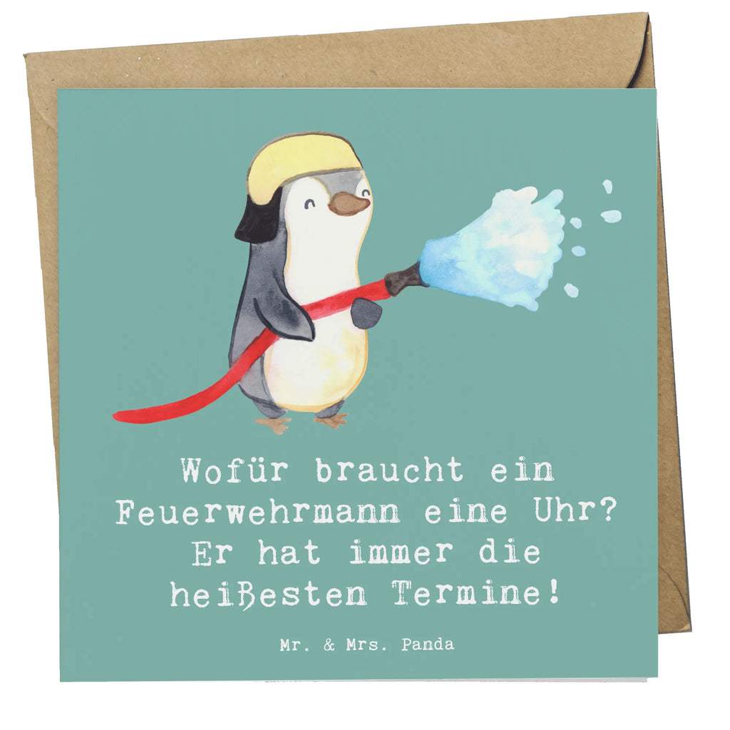 Deluxe Card Wofür braucht ein Feuerwehrmann eine Uhr? Er hat immer die heißesten Termine! Karte, Einladungskarte, Klappkarte, Geburtstagskarte, Grußkarte, Hochzeitskarte, Glückwunschkarte, Hochwertige Klappkarte, Hochwertige Grußkarte, Beruf, Ausbildung, Jubiläum, Abschied, Rente, Kollege, Kollegin, Geschenk, Schenken, Arbeitskollege, Mitarbeiter, Firma, Danke, Dankeschön