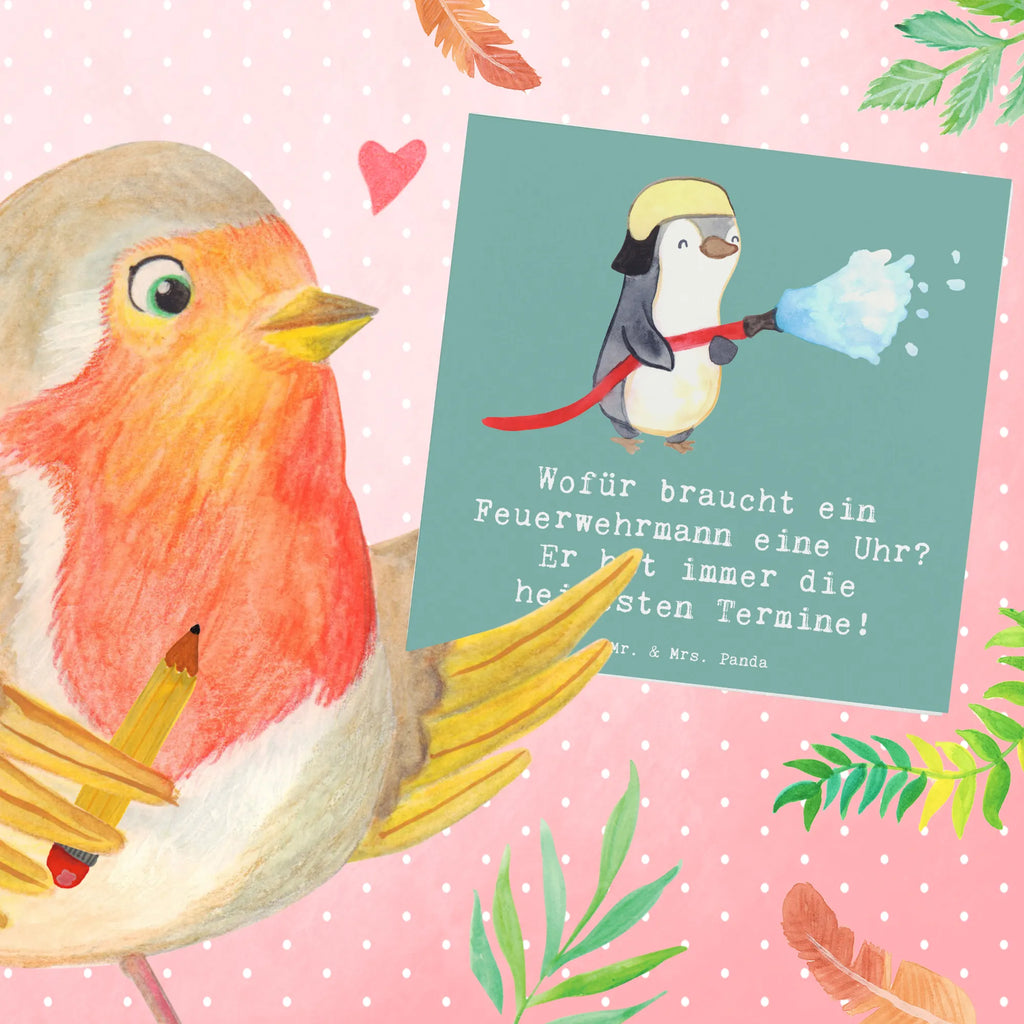 Deluxe Card Wofür braucht ein Feuerwehrmann eine Uhr? Er hat immer die heißesten Termine! Karte, Einladungskarte, Klappkarte, Geburtstagskarte, Grußkarte, Hochzeitskarte, Glückwunschkarte, Hochwertige Klappkarte, Hochwertige Grußkarte, Beruf, Ausbildung, Jubiläum, Abschied, Rente, Kollege, Kollegin, Geschenk, Schenken, Arbeitskollege, Mitarbeiter, Firma, Danke, Dankeschön