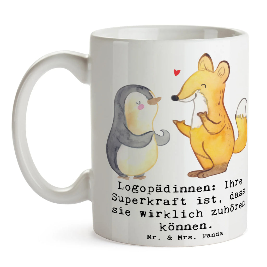 Tasse Logopädin Superkraft Teetasse, Geschenktasse, Tasse mit Motiven, Tasse mit Zitaten, Tasse, Kaffeetasse, Bürotasse, Porzellantasse, Keramiktasse, Beruf, Ausbildung, Jubiläum, Abschied, Rente, Kollege, Kollegin, Geschenk, Schenken, Arbeitskollege, Mitarbeiter, Firma, Danke, Dankeschön