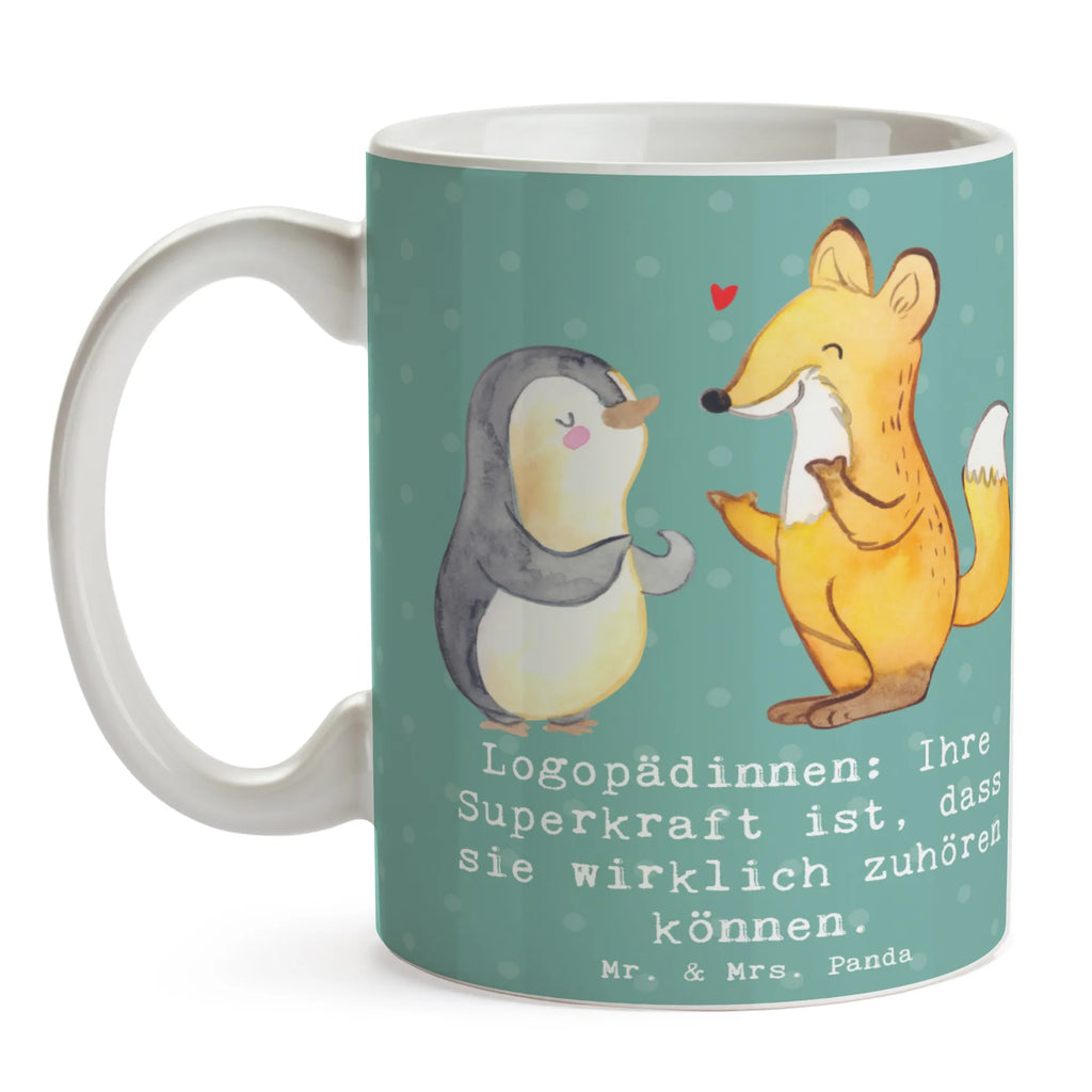 Tasse Logopädin Superkraft Teetasse, Geschenktasse, Tasse mit Motiven, Tasse mit Zitaten, Tasse, Kaffeetasse, Bürotasse, Porzellantasse, Keramiktasse, Beruf, Ausbildung, Jubiläum, Abschied, Rente, Kollege, Kollegin, Geschenk, Schenken, Arbeitskollege, Mitarbeiter, Firma, Danke, Dankeschön