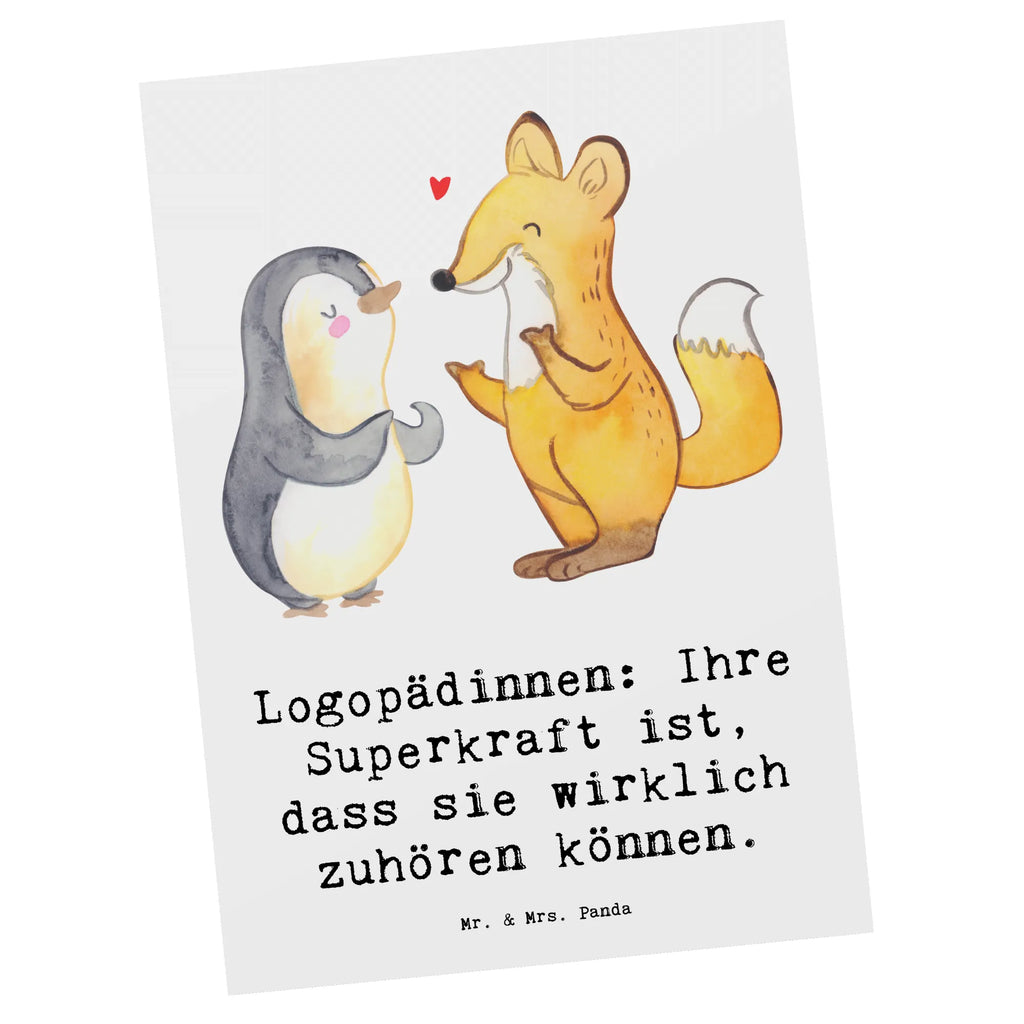 Postcard Logopädinnen: Ihre Superkraft ist, dass sie wirklich zuhören können. Grußkarte, Karte, Einladung, Einladungskarte, Ansichtskarten, Einladung Geburtstag, Dankeskarte, Geschenkkarte, Einladungskarten Geburtstag, Postkarte, Ansichtskarte, Geburtstagskarte, Beruf, Ausbildung, Jubiläum, Abschied, Rente, Kollege, Kollegin, Geschenk, Schenken, Arbeitskollege, Mitarbeiter, Firma, Danke, Dankeschön