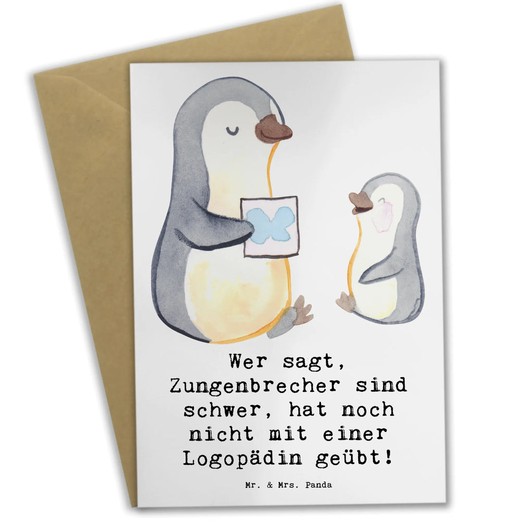 Greetings card Wer sagt, Zungenbrecher sind schwer, hat noch nicht mit einer Logopädin geübt! Einladungskarte, Klappkarte, Hochzeitskarte, Ansichtskarten, Karte, Geburtstagskarte, Grußkarte, Glückwunschkarte, Beruf, Ausbildung, Jubiläum, Abschied, Rente, Kollege, Kollegin, Geschenk, Schenken, Arbeitskollege, Mitarbeiter, Firma, Danke, Dankeschön