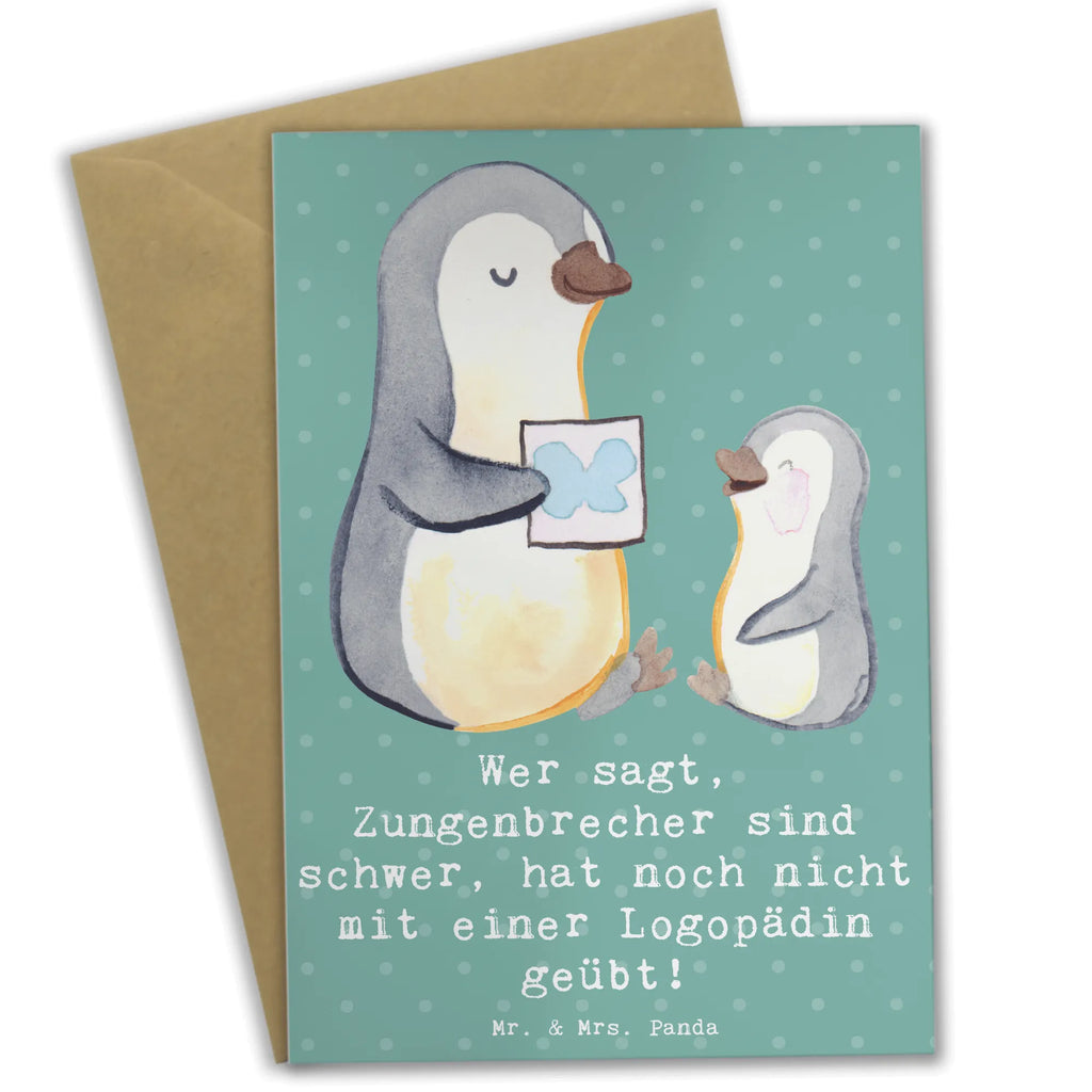 Greetings card Wer sagt, Zungenbrecher sind schwer, hat noch nicht mit einer Logopädin geübt! Einladungskarte, Klappkarte, Hochzeitskarte, Ansichtskarten, Karte, Geburtstagskarte, Grußkarte, Glückwunschkarte, Beruf, Ausbildung, Jubiläum, Abschied, Rente, Kollege, Kollegin, Geschenk, Schenken, Arbeitskollege, Mitarbeiter, Firma, Danke, Dankeschön