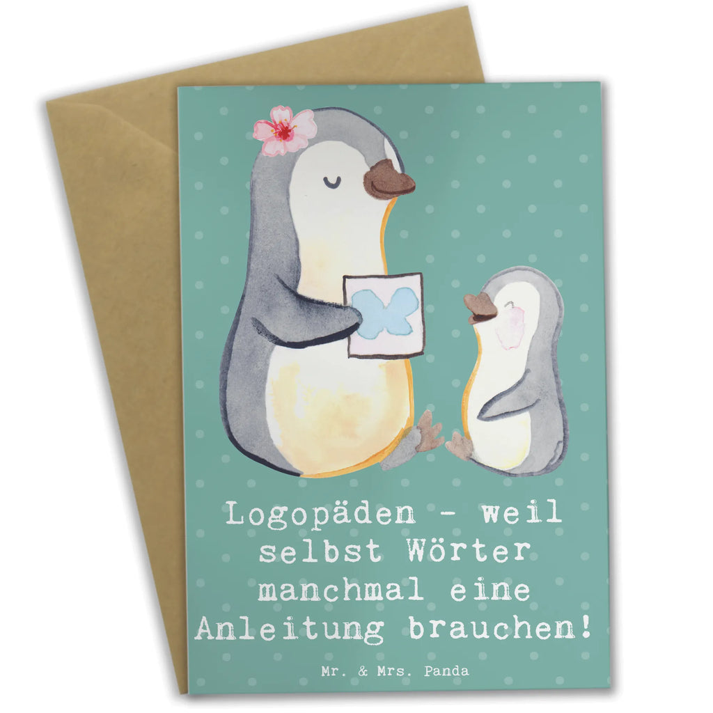 Greetings card Logopäden - weil selbst Wörter manchmal eine Anleitung brauchen! Hochzeitskarte, Karte, Geburtstagskarte, Grußkarte, Klappkarte, Glückwunschkarte, Einladungskarte, Ansichtskarten, Beruf, Ausbildung, Jubiläum, Abschied, Rente, Kollege, Kollegin, Geschenk, Schenken, Arbeitskollege, Mitarbeiter, Firma, Danke, Dankeschön