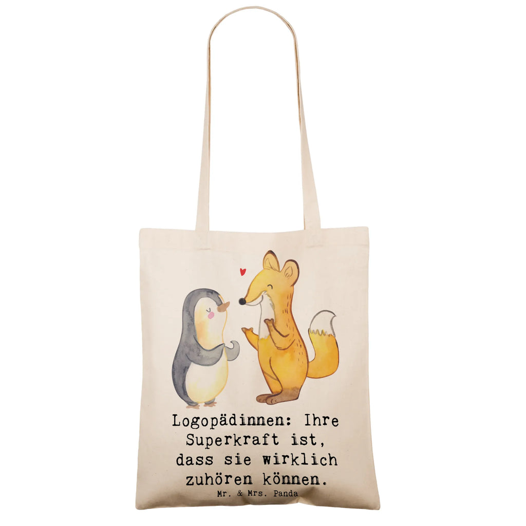 Tote bag Logopädinnen: Ihre Superkraft ist, dass sie wirklich zuhören können. Tragetasche, Badetasche, Laptoptasche, Beuteltasche, Jutetasche, Stoffbeutel, Tasche, Einkaufstüte, Einkaufstasche, Umhängetasche, Shopper, Stofftasche, Jutebeutel, Beutel, Strandtasche, Schultertasche, Beruf, Ausbildung, Jubiläum, Abschied, Rente, Kollege, Kollegin, Geschenk, Schenken, Arbeitskollege, Mitarbeiter, Firma, Danke, Dankeschön