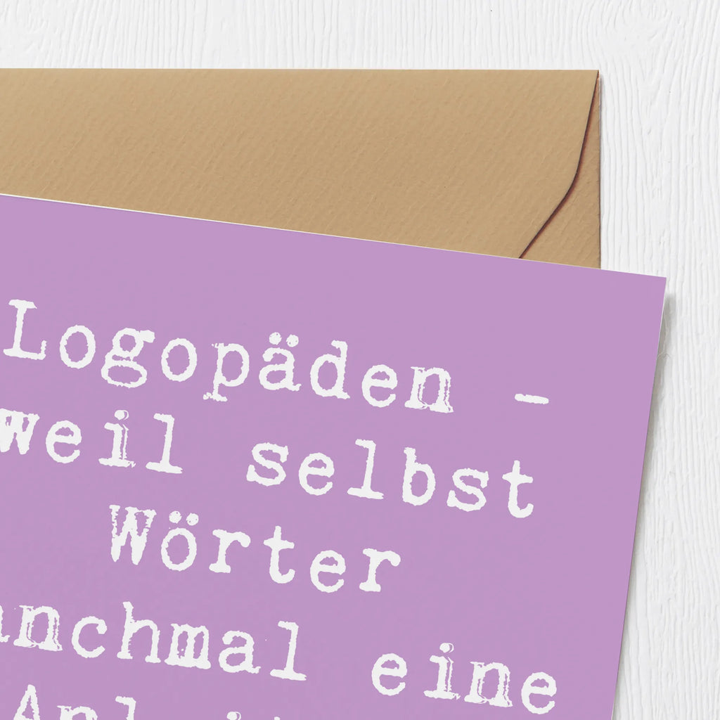 Deluxe Card Saying Logopäden - weil selbst Wörter manchmal eine Anleitung brauchen! Hochwertige Klappkarte, Hochzeitskarte, Einladungskarte, Glückwunschkarte, Hochwertige Grußkarte, Karte, Klappkarte, Geburtstagskarte, Grußkarte, Beruf, Ausbildung, Jubiläum, Abschied, Rente, Kollege, Kollegin, Geschenk, Schenken, Arbeitskollege, Mitarbeiter, Firma, Danke, Dankeschön